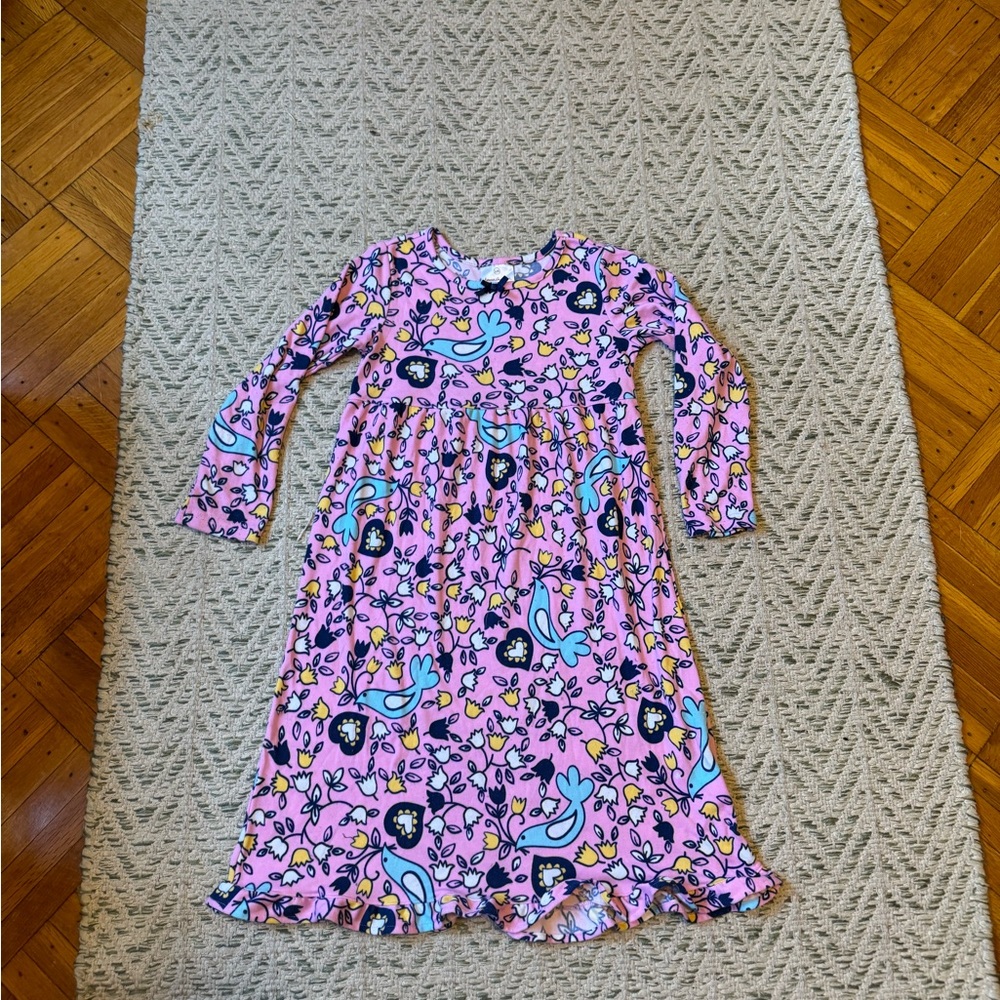 Hanna Andersson Soft Long sleeve pink nightgown Girls size 6-7